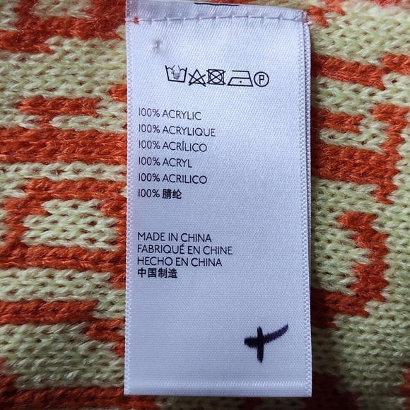 PEACE Scarf UO Ellie Knit Blanket Scarf Yellow Orange Flowers - Picture 6 of 6